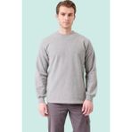 Erkek Pamuklu Sweatshirt Kışlık Isg Üniforması Herba Basic Rahat Kesim Günlük Iş Kullanımı - Gri Melanj - 3XL