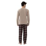 Erkek Pamuklu Uzun Kollu Basic Siyah - Vizon Ekose Desenli Cep Detaylı Pijama Takımı Siyah - Vizon L