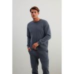 Erkek Pamuklu Uzun Kollu Sweatshirt - İndigo - XL