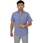 Erkek Pamuklu Yazlık Kısa Kol Gömlek 9664 BGL-ST04595 İNDİGO 4XL
