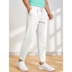 Erkek Pantolon Beli Lastikli Jogger Pantolon Cepli Fit Pantolon Erkek-Jogger - Beyaz - M