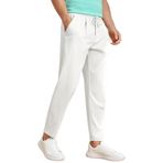 Erkek Pantolon Beli Lastikli Jogger Pantolon Cepli Fit Pantolon Erkek-Jogger - Beyaz - XL
