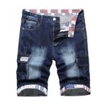 Erkek pantolon pantolon şort kot erkek Denim gevşek Fit Wrap batı yırtık yaz sonbahar pantolon 2025, A-225 Koyu Kraliyet Mavisi, XL