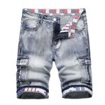 Erkek pantolon pantolon şort kot erkek Denim gevşek Fit Wrap batı yırtık yaz sonbahar pantolon 2025, O-33 Açık Kraliyet Mavisi, XXL