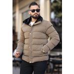 Erkek Parlak Kışlık Şişme Mont Astarlı Vizon
