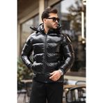 Erkek Parlak Şişme Mont Su ve Rüzgar Geçirmez Ürün - Siyah - XL