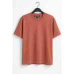 Erkek Pembe Yarı Oversize 2 Iplik Basic Tişört Günlük Giyim Rahat Ütü - 2XL