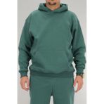 Erkek Petrol Yeşili Oversize Kapüşonlu Sweatshirt 3 iplik Şardonlu Kanguru Cepli