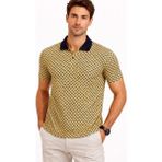 Erkek Pike Kumaş Polo Yaka Desenli Tişört Kısa Kol Yazlık T-Shirt - Sarı - 2XL