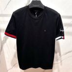 Erkek Pique Bayrak Manşet T-Shirt - Siyah