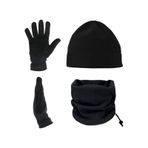 Erkek Polar Bere Boyunluk Ve Polar Eldiven - 3'lü Set Siyah