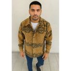 Erkek Polar Fermuarlı Sweatshirt Kapüşonsuz Cepli Yumuşak Dokulu Oversize Kalıp - Sarı