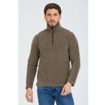 Erkek polar Haki yarım fermuarlı Sweatshirt