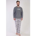 Erkek Polar Uzun Kol Gri Pijama Takım 3C0T3N1O88