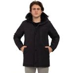 Erkek Polarlı Kürklü Su ve Rüzgar Geçirmez Kapüşonlu Kışlık Mont & Kaban & Parka - Lacivert - 2XL