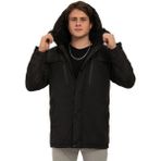 Erkek Polarlı Kürklü Su ve Rüzgar Geçirmez Kapüşonlu Kışlık Mont & Kaban & Parka - Siyah - XL