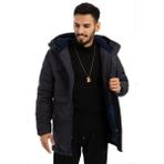 Erkek Polarlı Su ve Rüzgar Geçirmez Kapüşonlu Kışlık Mont Kaban Parka - Lacivert - XL