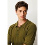 Erkek Polo Yaka Basic Yün Kazak A.k.yeşili - XL
