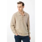 Erkek Polo Yaka Basic Yün Kazak Desen