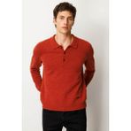 Erkek Polo Yaka Basic Yün Kazak Kiremit - XL
