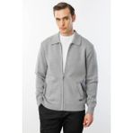 Erkek Polo Yaka Çelik Örgü Yün Ceket Füme - 2XL