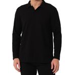 Erkek Polo Yaka Cepli Sweatshirt Siyah