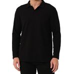 Erkek Polo Yaka Cepli Sweatshirt Siyah