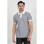 Erkek Polo Yaka Çizgili Kısa Kol T-Shirt Lacivert - 2999 - İndigo