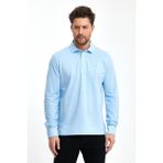 Erkek Polo Yaka Comfort Uzun Kollu Basic Vişne Tişört - Bebe Mavi - 2XL