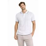 Erkek Polo Yaka Düğmeli Triko Tişört Yazlık Dokuma Regular Fit T-Shirt - Beyaz
