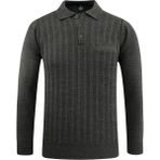 Erkek Polo Yaka Kazak Cepli Desen Çelik Örgü Klasik Kalıp - 5203F - Antrasit - 2XL