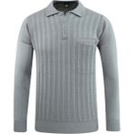 Erkek Polo Yaka Kazak Cepli Desen Çelik Örgü Klasik Kalıp - 5203F - Gri - 2XL