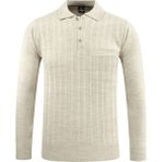 Erkek Polo Yaka Kazak Cepli Desen Çelik Örgü Klasik Kalıp - 5203F - Taş - 2XL