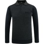 Erkek Polo Yaka Kazak Cepli Desenli Çelik Örgü Klasik Kalıp - 5205F - Lacivert - M