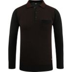 Erkek Polo Yaka Kazak Cepli Desenli Çelik Örgü Klasik Kalıp - 5205F - Siyah - M