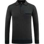 Erkek Polo Yaka Kazak Cepli Desenli Çelik Örgü Klasik Kalıp - 5208F - Lacivert - XL
