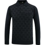 Erkek Polo Yaka Kazak Cepli Kabarmalı Çelik Örgü Klasik Kalıp - 5215F - Lacivert - XL