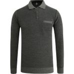 Erkek Polo Yaka Kazak Cepli Pike Desen Çelik Örgü Klasik Kalıp - 5214F - Gri - M