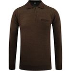 Erkek Polo Yaka Kazak Cepli Pike Desen Çelik Örgü Klasik Kalıp - 5214F - Kahverengi - 2XL