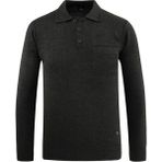 Erkek Polo Yaka Kazak Triko Cepli Çelik Örgü Klasik Kalıp - 5200F - Koyu Gri - XL
