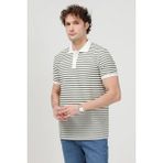 Erkek Polo Yaka Kısa Kollu Çizgili T-Shirt Yeşil - 26Y 3009 - M