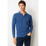 Erkek Polo Yaka Önü Baklavalı Triko Kazak H.mavi - 2XL