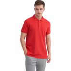 Erkek Polo Yaka Slim Fit Düz Pamuklu Tişört 4613 - Kırmızı