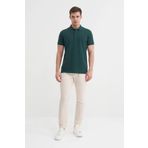 Erkek Polo Yaka Slim Fit Düz Pamuklu Tişört 4613 S HUNTER