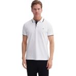 Erkek Polo Yaka Slim Fit Pike Düz Pamuklu Tişört 4614 - Beyaz - Siyah