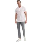 Erkek Polo Yaka Slim Fit Pike Düz Pamuklu Tişört - Pudra