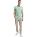 Erkek Polo Yaka Slim Fit Pike Düz Pamuklu Tişört - Su Yeşili - XL