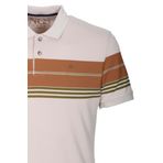 Erkek Polo Yaka Tişört Bej%100 Pamuk Slim Fit Ribanalı Kol Çizgili T-shirt NCS JEANS 1167 BEJ S