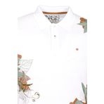 Erkek Polo Yaka Tişört Beyaz%100 Pamuk Slim Fit Ribana'lı Kol Floral Desenli T-shirt NCS JEANS 1189 BEYAZ 3XL