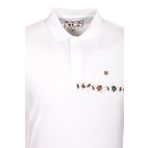 Erkek Polo Yaka Tişört Beyaz%100 Pamuk Slim Fit Ribanalı Kol Nakışlı T-shirt NCS JEANS 1169 BEYAZ 2XL